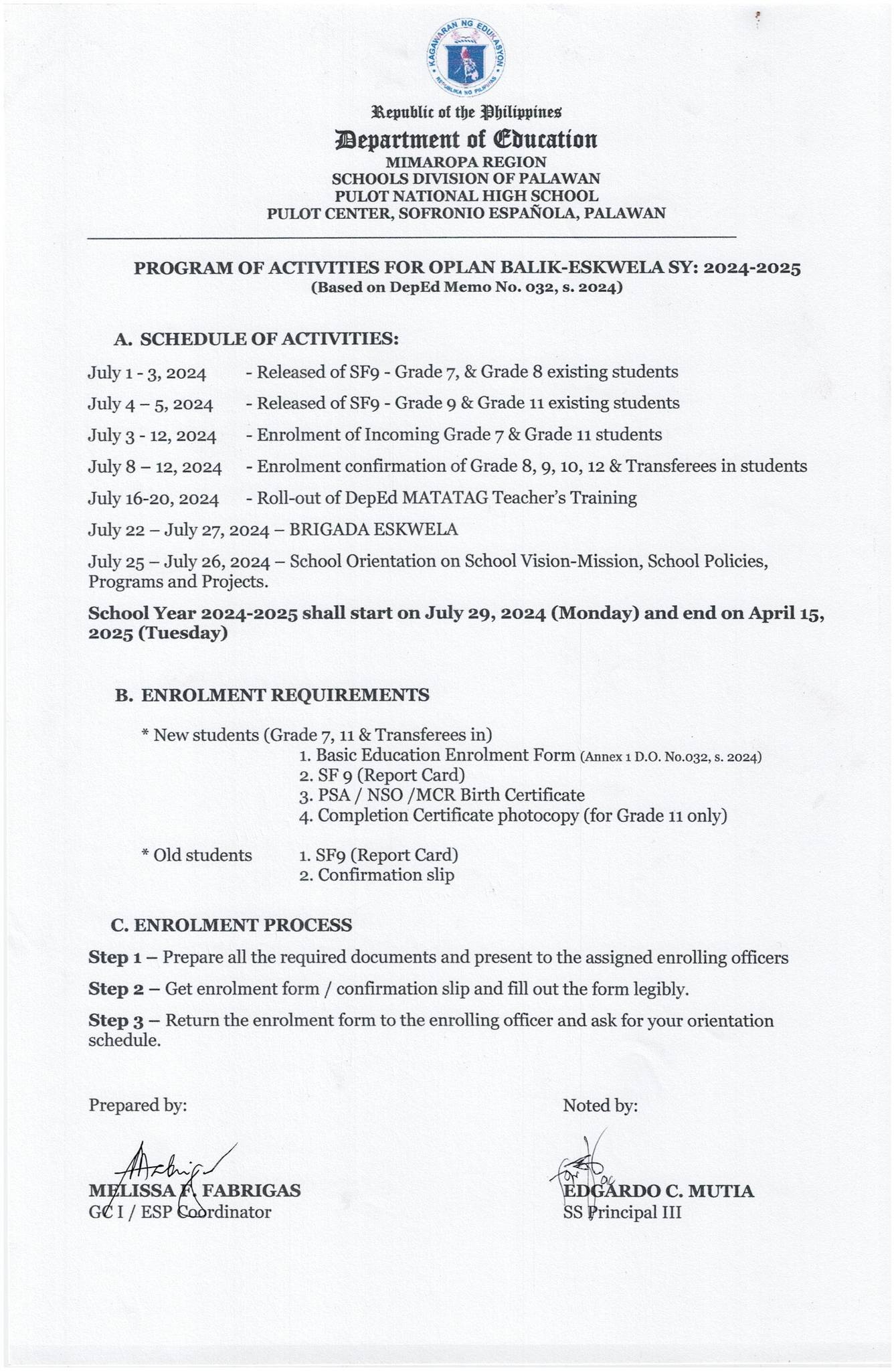 Pulot - Heads up, PulotNHSians‼️ REVISED PROGRAM OF ACTIVITIES FOR ...
