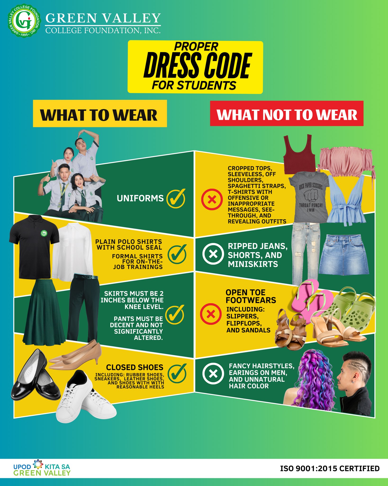 green valley dress code Leaders, as part of our commitment to maintaining professionalism and decency inside the campus, we are implementing a 𝐬𝐭𝐫𝐢𝐜𝐭 𝐩𝐫𝐨𝐩𝐞𝐫 𝐝𝐫𝐞𝐬𝐬 𝐜𝐨𝐝𝐞𝐬 𝐟𝐨𝐫 𝐬𝐭𝐮𝐝𝐞𝐧𝐭𝐬. This policy aims to foster a sense of plus size wedding gown