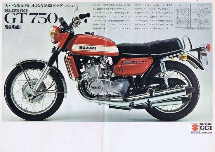 スズキ純正、日本電送、GT750.ポイント.1台分 1971 SUZUKI GT750 poster brochure.JAPAN