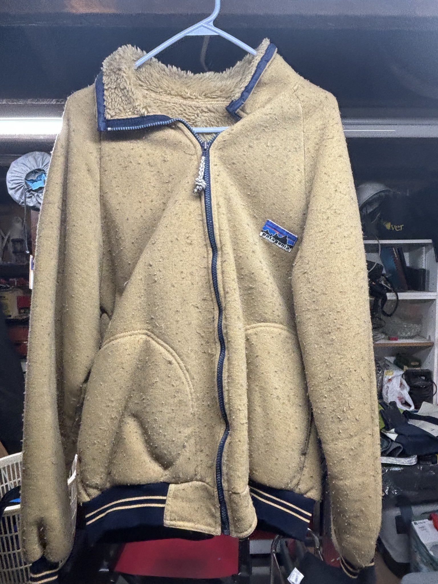 Vintage Patagonia pile jacket and Sierra Designs day pack