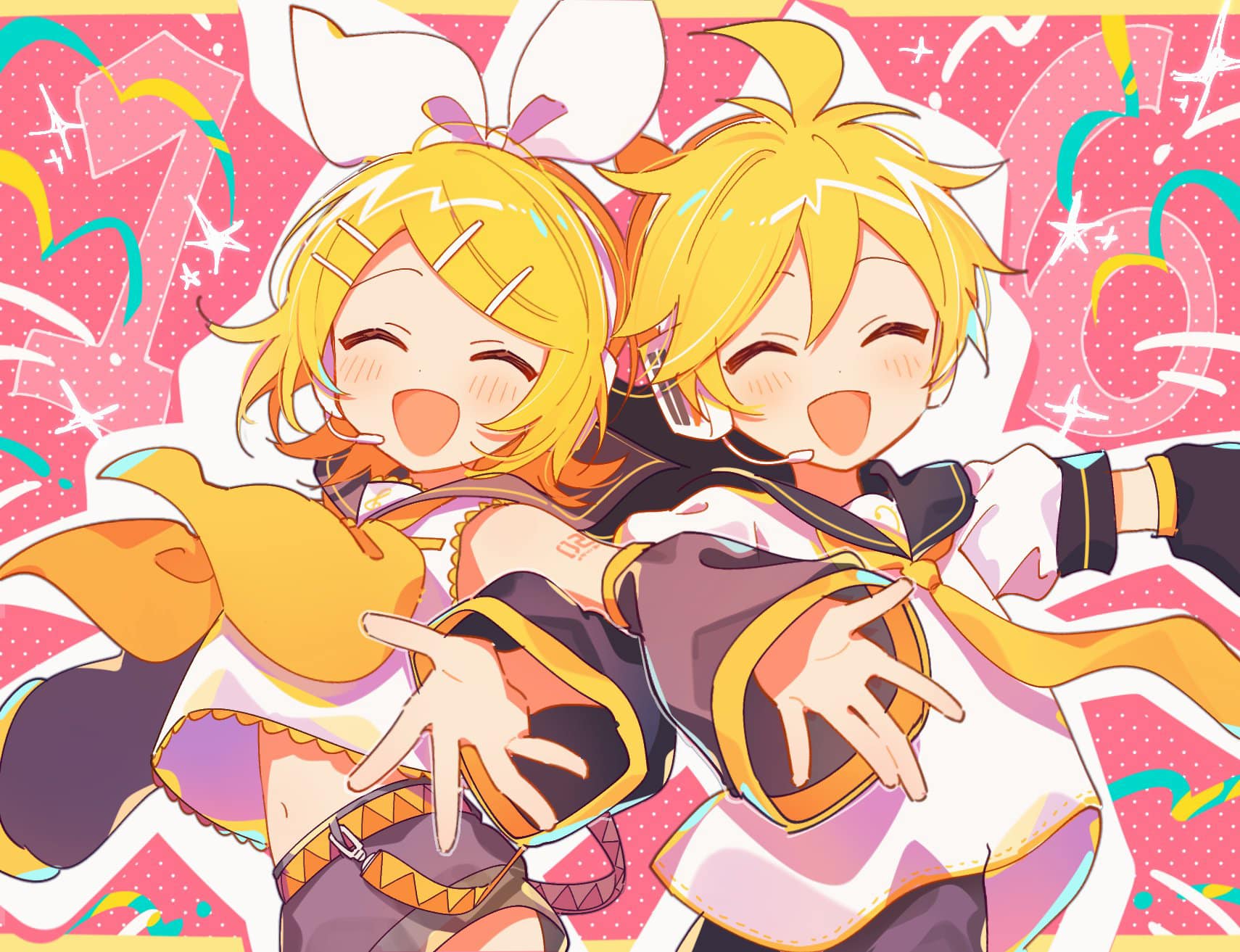 Happy 16th Anniversary to Kagamine Rin & Len!! 🍊🍌 (2/3) #鏡音