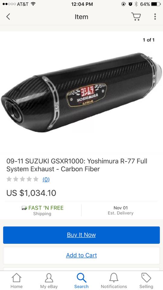01 to 06 gsxr 1k akrapovic titanium exhaust. No springs comes with