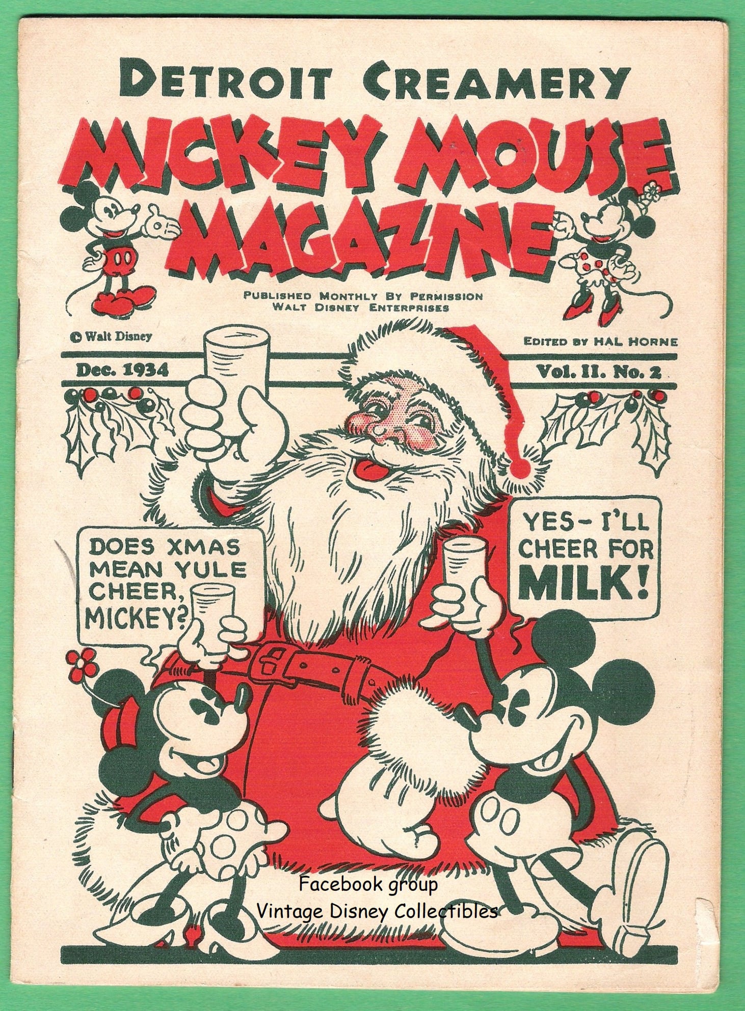 Vintage Mickey Mouse Christmas cel from 1958