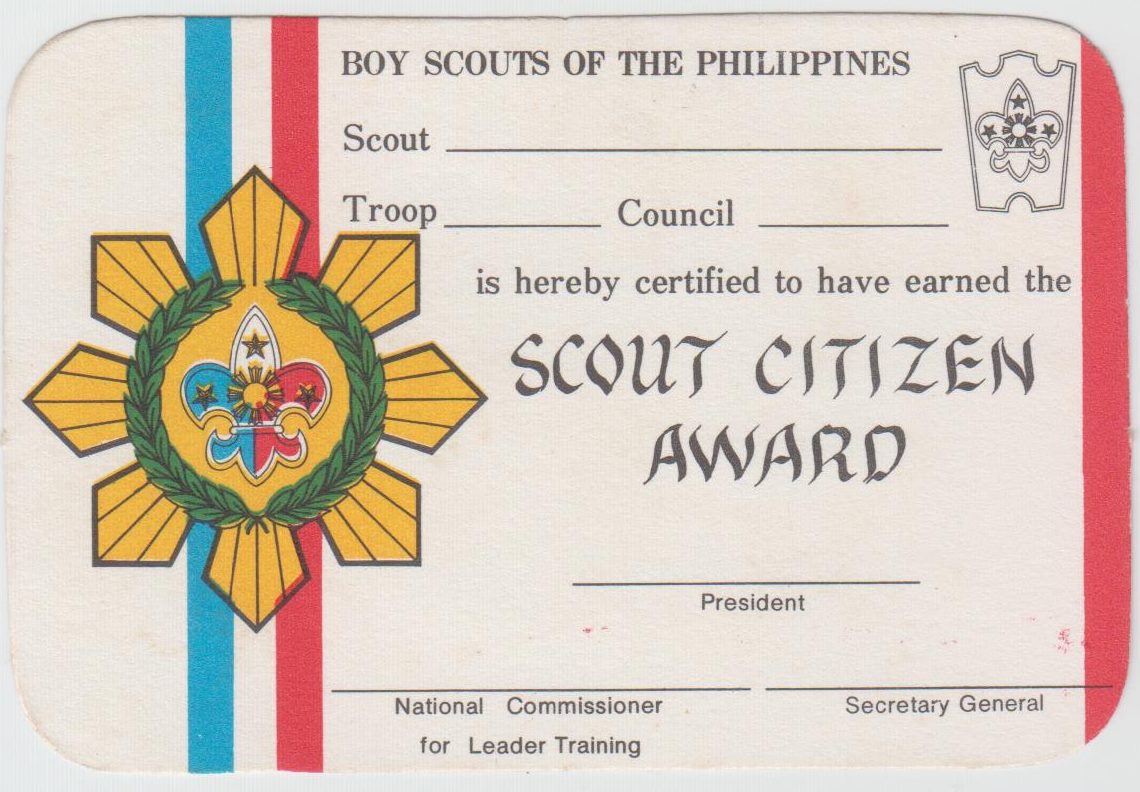 Boy Scouts Of The Philippines Certificate