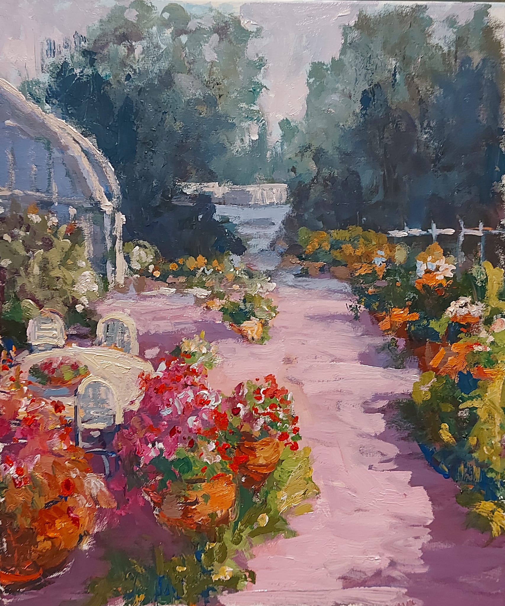 The Garden Makers Suresh P Verdant Symphony Mixed media on canvas