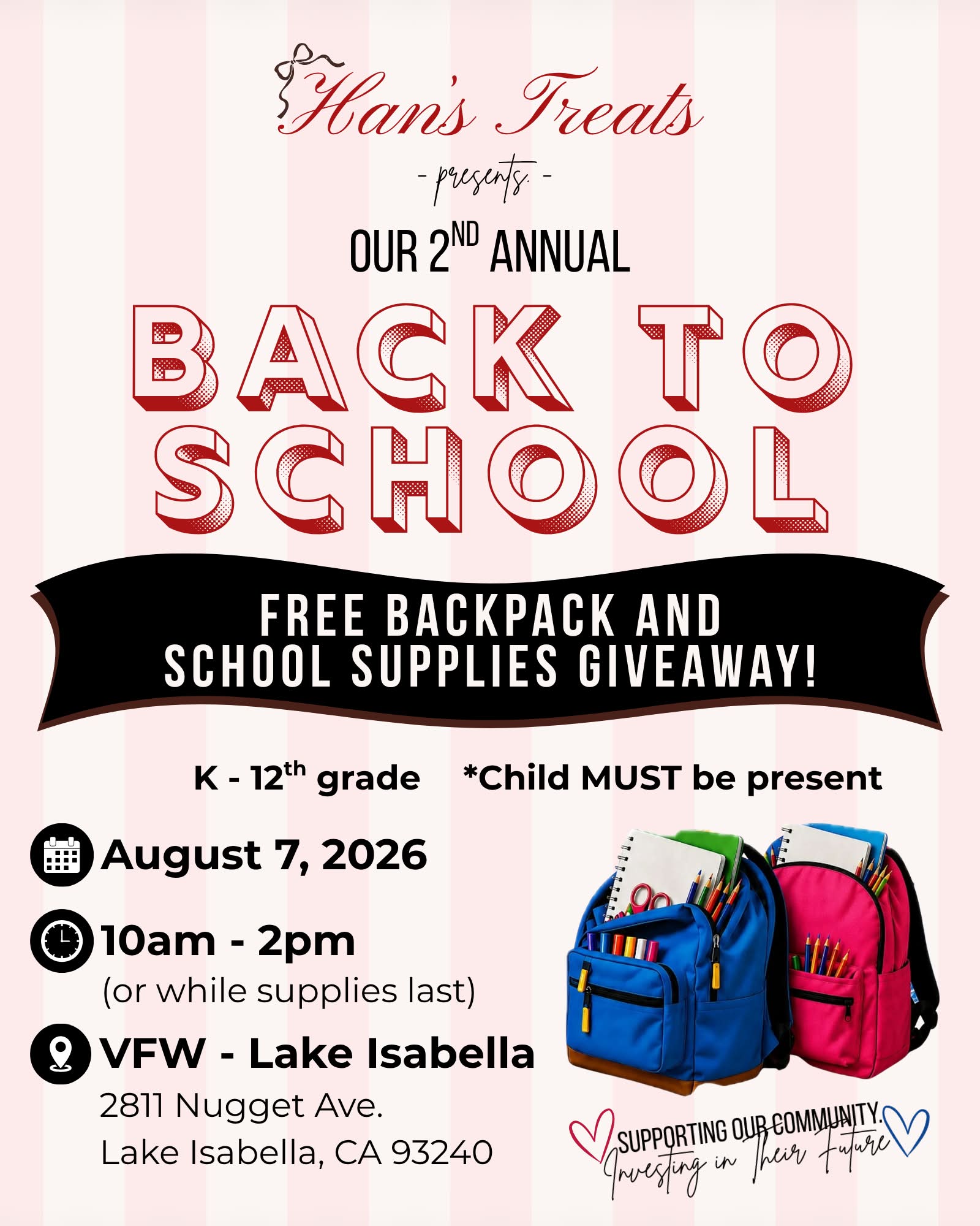 Kern River Valley Backpack and School Supply Giveaway at VFW in