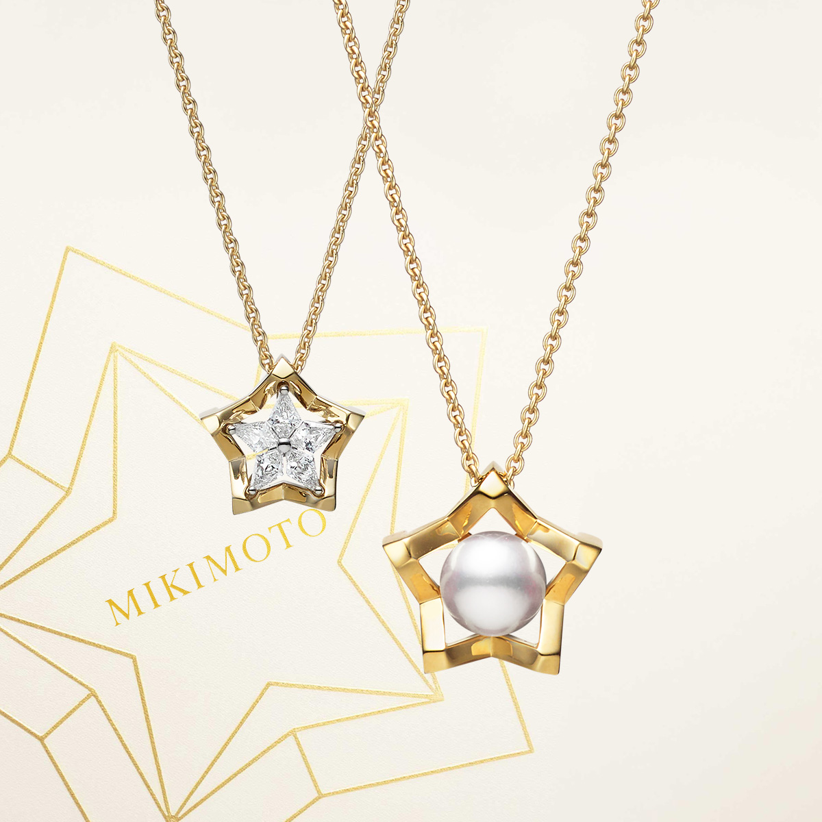 構築的なデザインが特徴の「M Collection」。ダイアモンドでスターを 