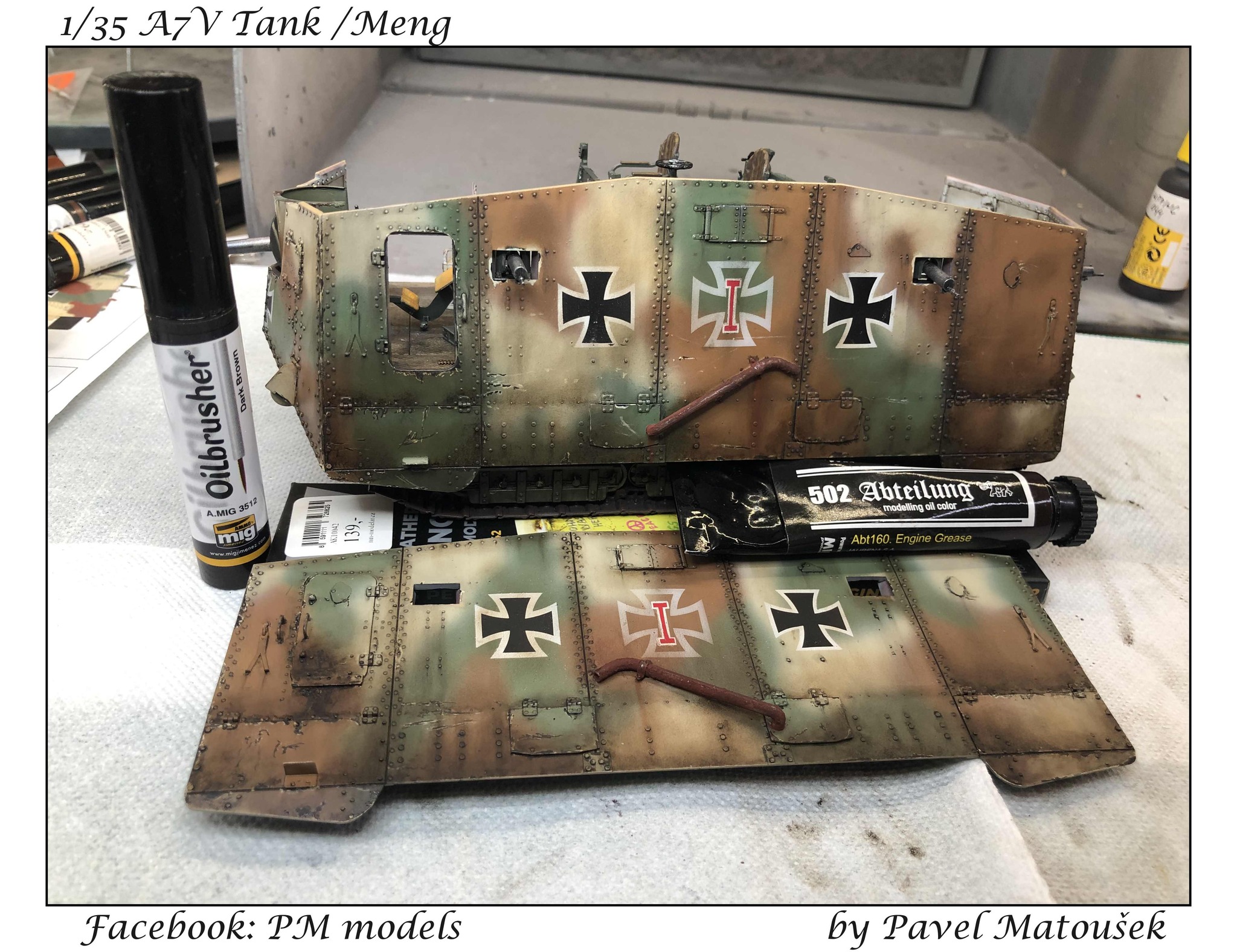 A7V Totenkopf ( Tauro Model+Master Box 1/35) Acrylic + oil by brush.
