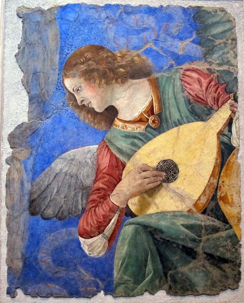 Latín - Ángel tocando instrumentos musicales. Melozzo da...
