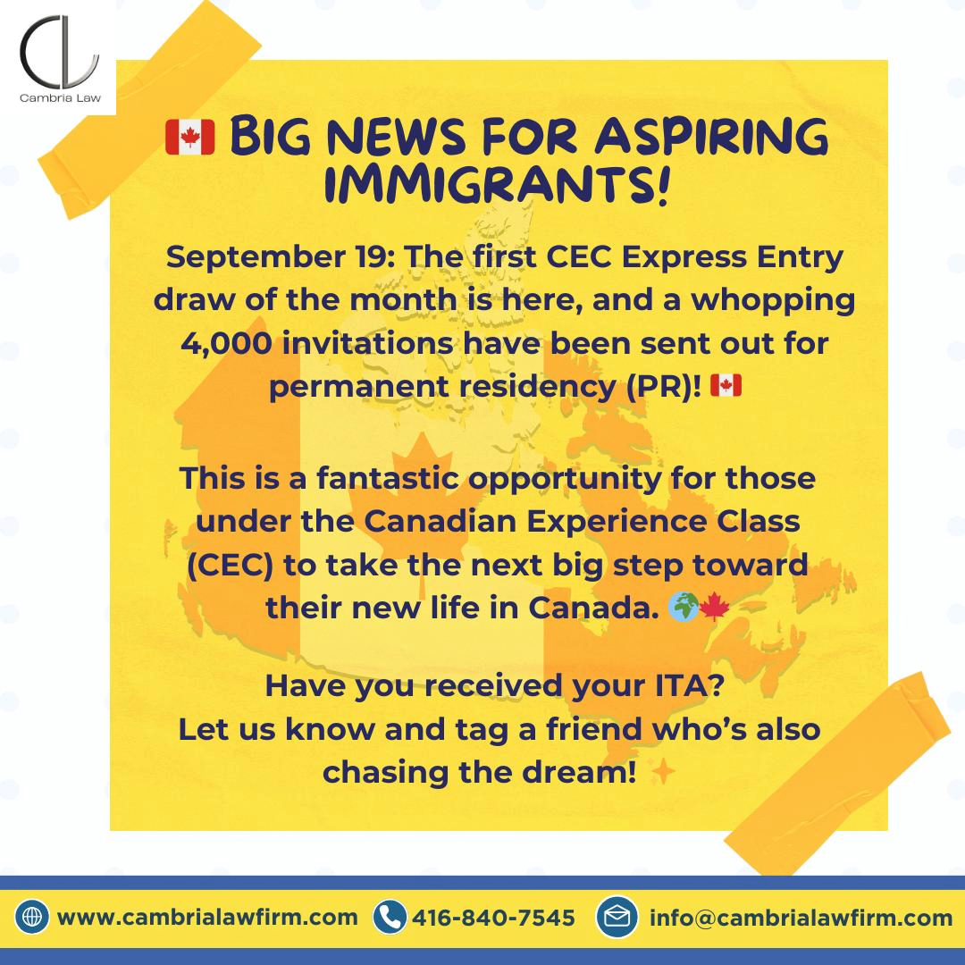Cambria - 🚨🇨🇦 *Big News for Aspiring Immigrants!* 📅 *September 19:* The ...