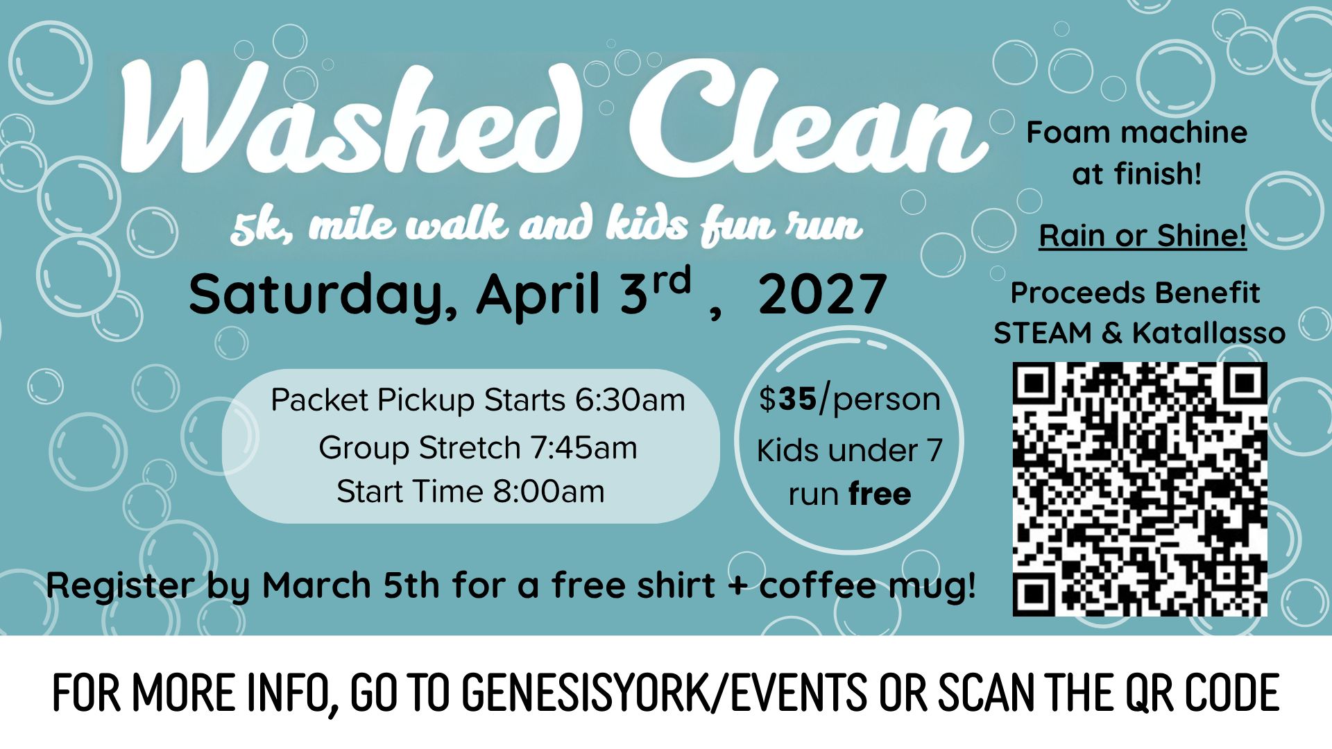 Washed Clean 5K, Mile Walk and Kids Fun Run