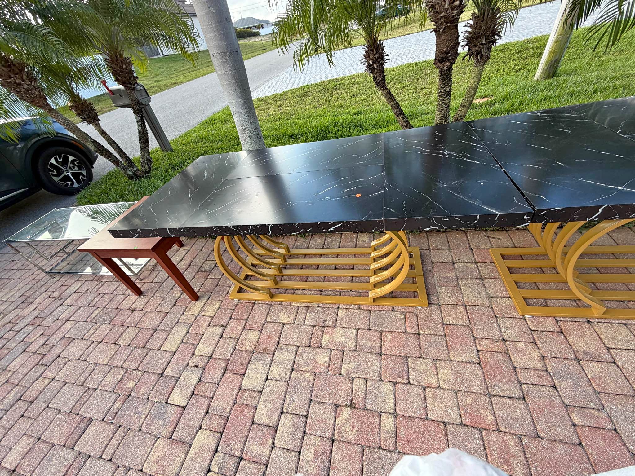 Tribesigns Modern Dining Table, 63 inch Faux Marble Wood Kitchen Table ...