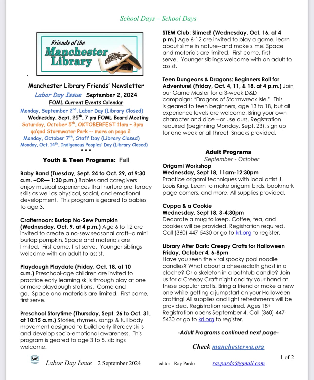 Friends of the Manchester Library | Manchester WA