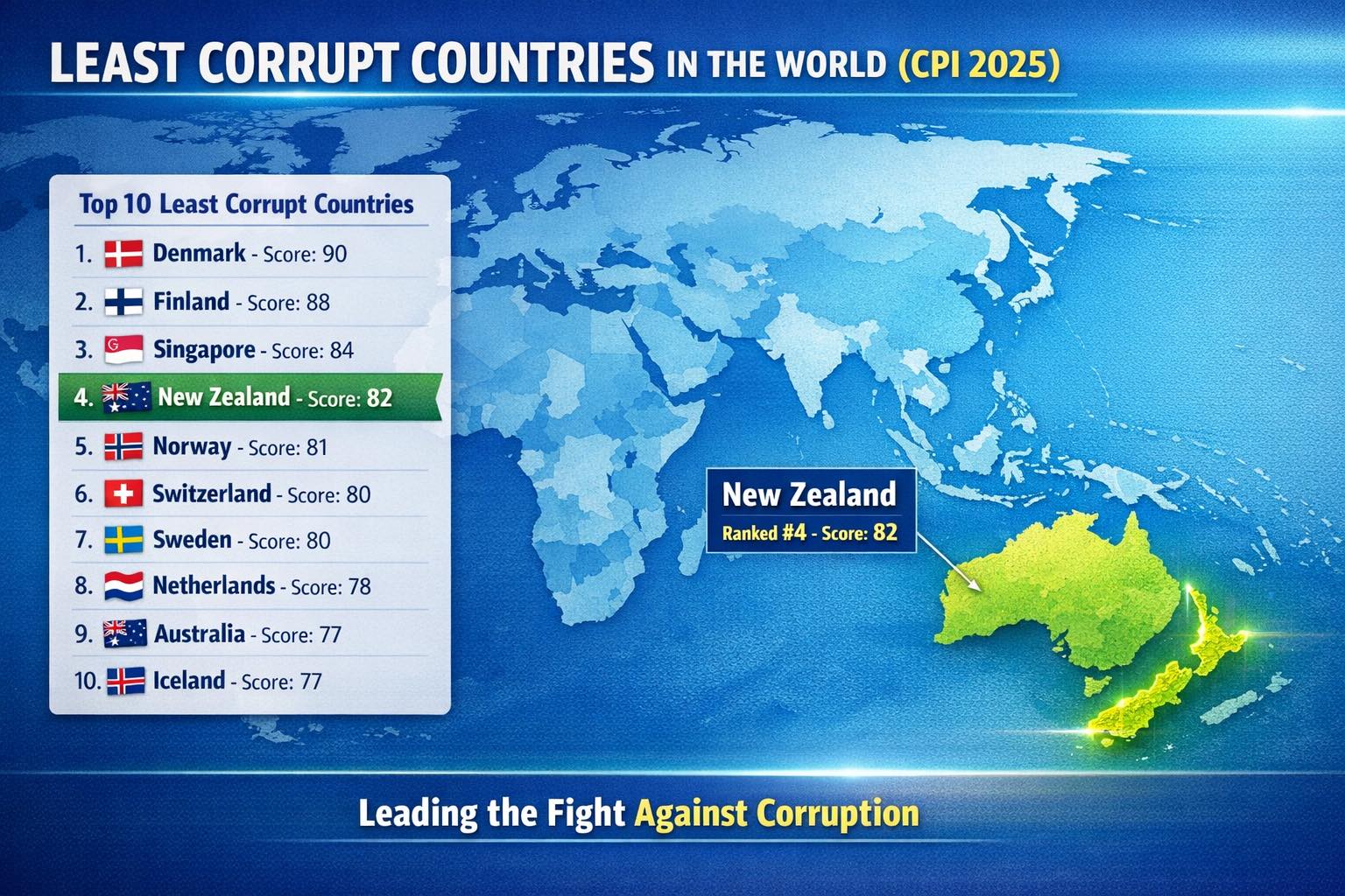 It's - Here’s a list of the least corrupt countries in the world based ...