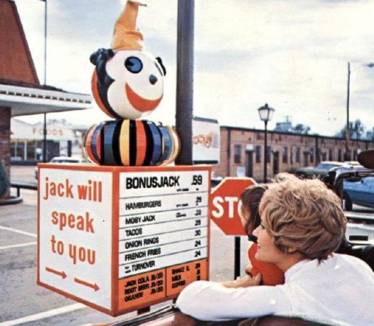 Jack In The Box in the 1960s and the actual jack in the box sign!