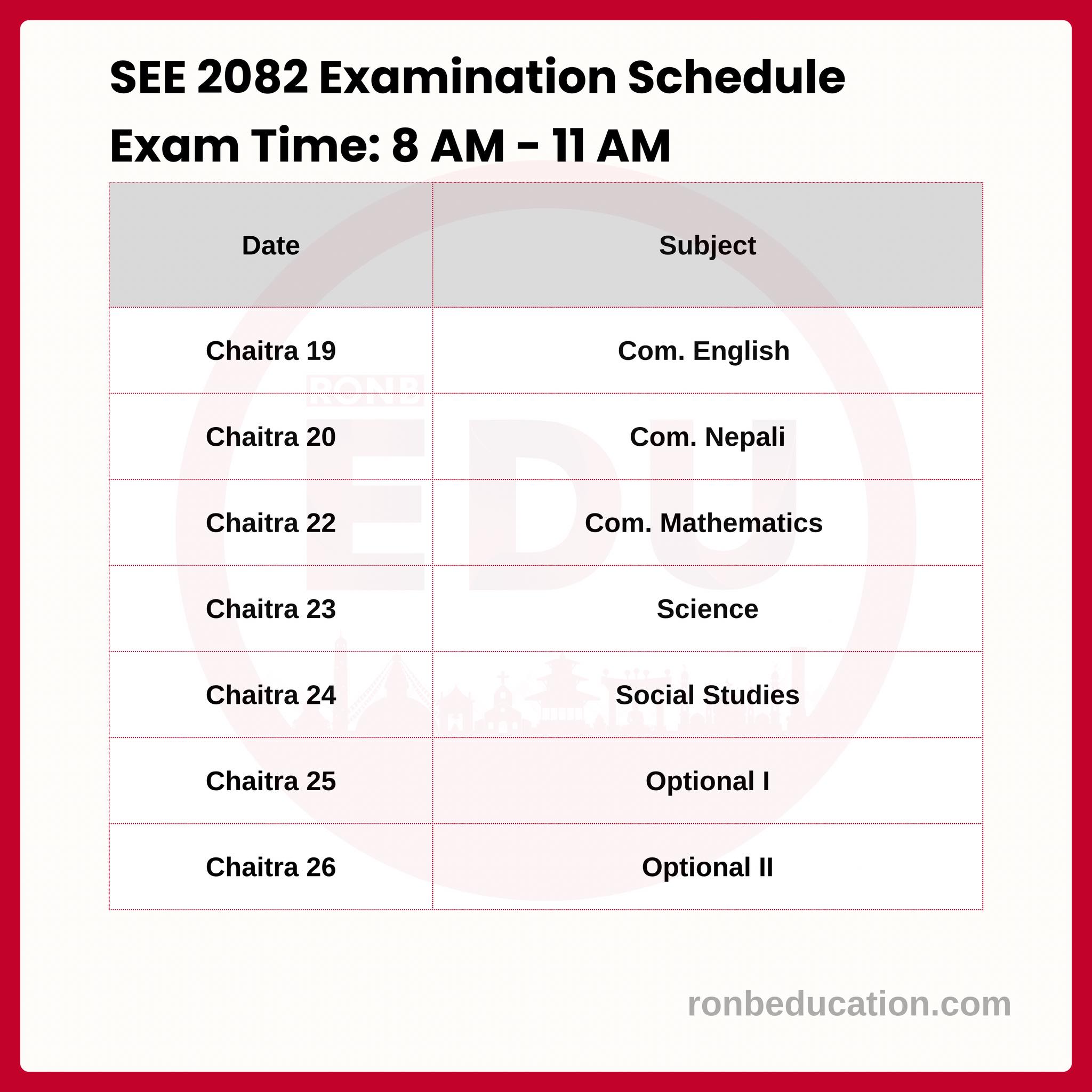 SEE 2082 Routine. Best of luck to... - Routine of Education | Facebook