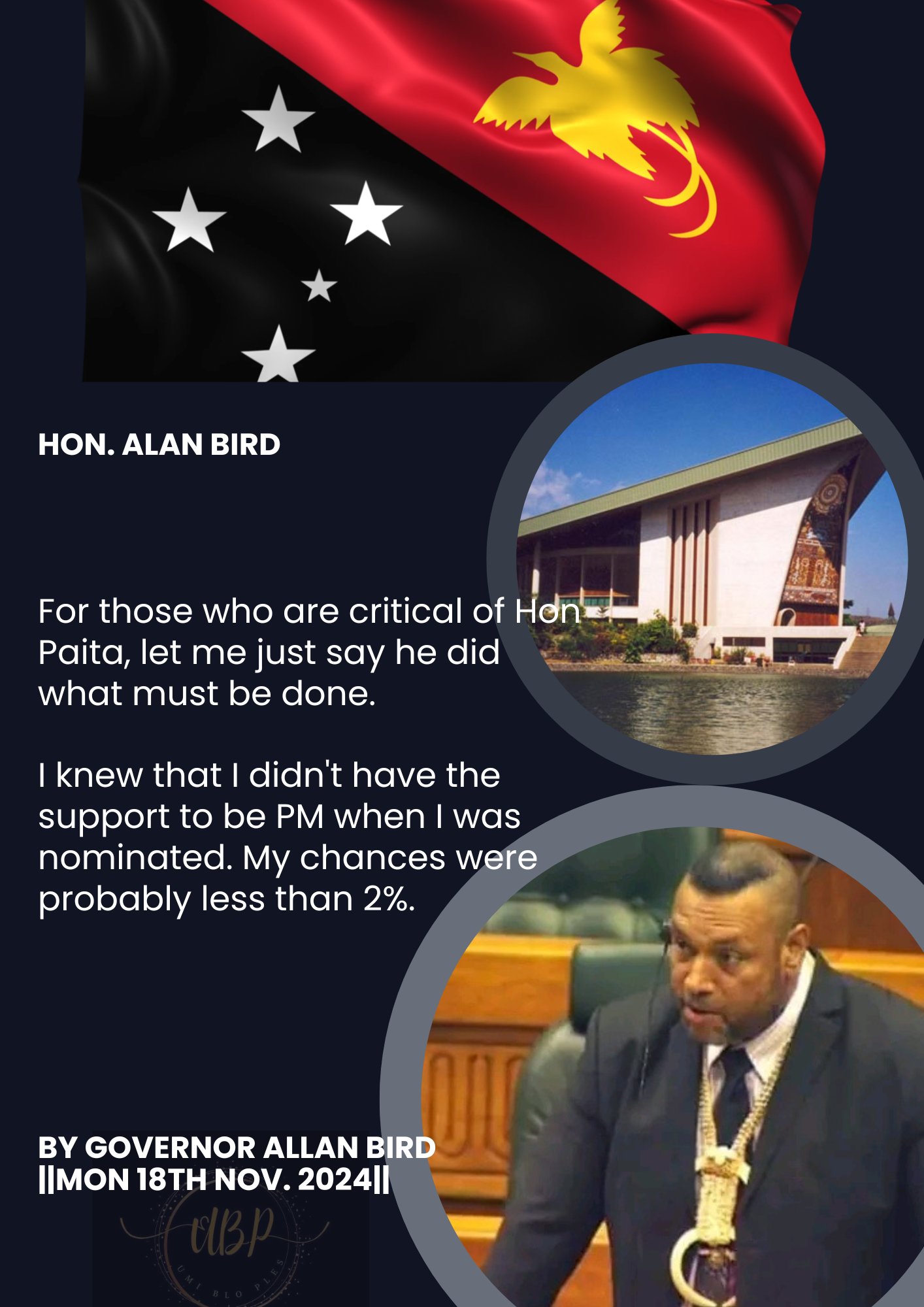 first trust dsip 4th quarter 17 East Sepik Governor Alan Bird Steps Down from PM Nomination in Support of Hon Rainbo Paita Port Moresby: Governor Alan Bird of East Sepik has decided to step aside from his nomination I wanted to make