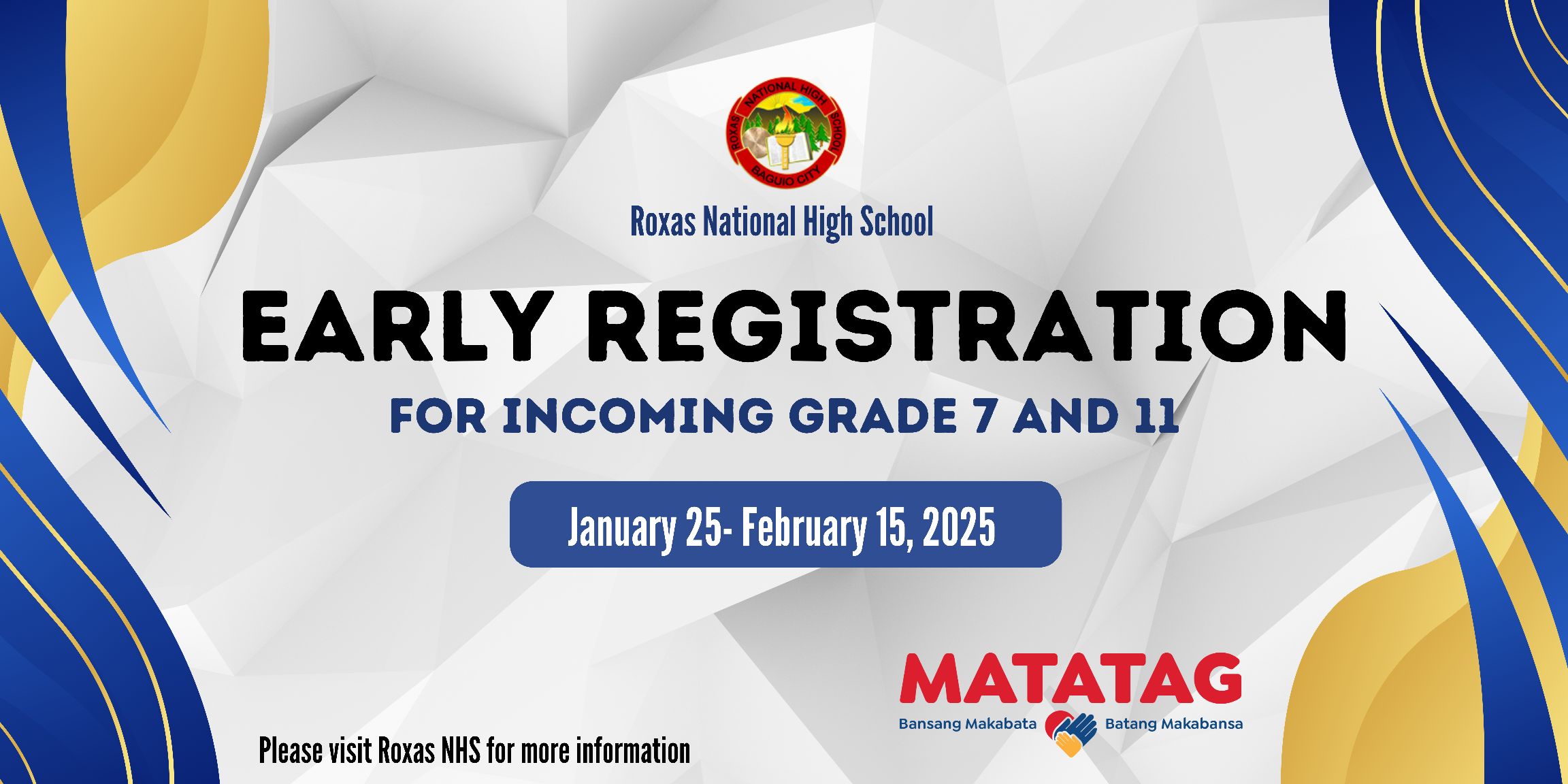 DepEd Tayo Roxas NHS - 📣 Early Registration for incoming Grade 7 and 11 ...