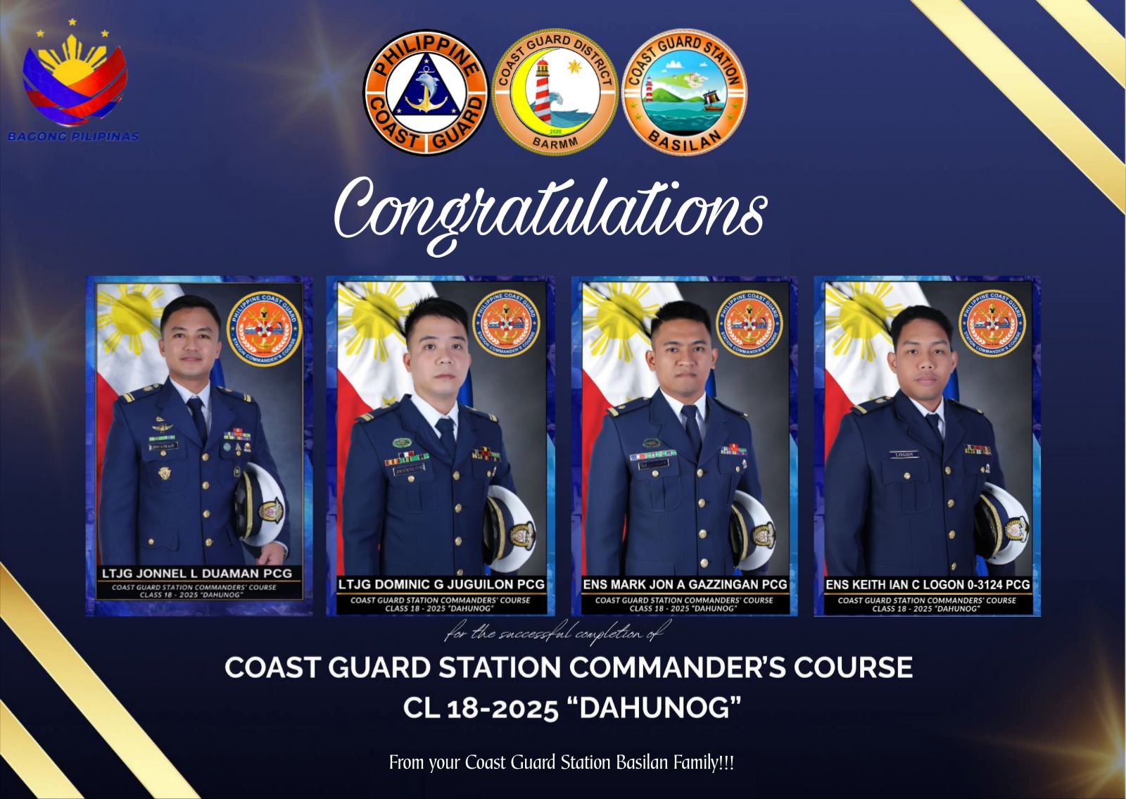 Coast Guard Station - 🎉 𝐂𝐆𝐒 𝐁𝐀𝐒𝐈𝐋𝐀𝐍 𝐂𝐎𝐍𝐆𝐑𝐀𝐓𝐔𝐋𝐀𝐓𝐄𝐒 𝐂𝐋𝐀𝐒𝐒 “𝐃𝐀𝐇𝐔𝐍𝐎𝐆 ...