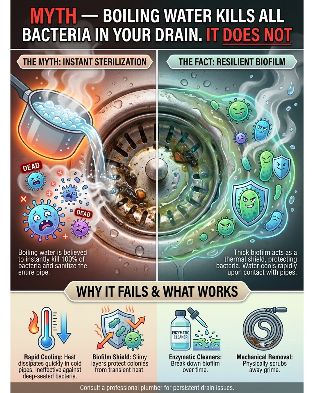 how hot does water have to be to kill bac ONLY ACTIVE MEMBERS WILL SAY YUMMY ON THIS ONE ❤️ Myth: Boiling Kills All Bacteria In Your Drain. It Not We often turn boiling water as a quick fix METABOLIC BLEND (NAD+ + Net Weight:5mg B12 Supplement for Nerve Health
