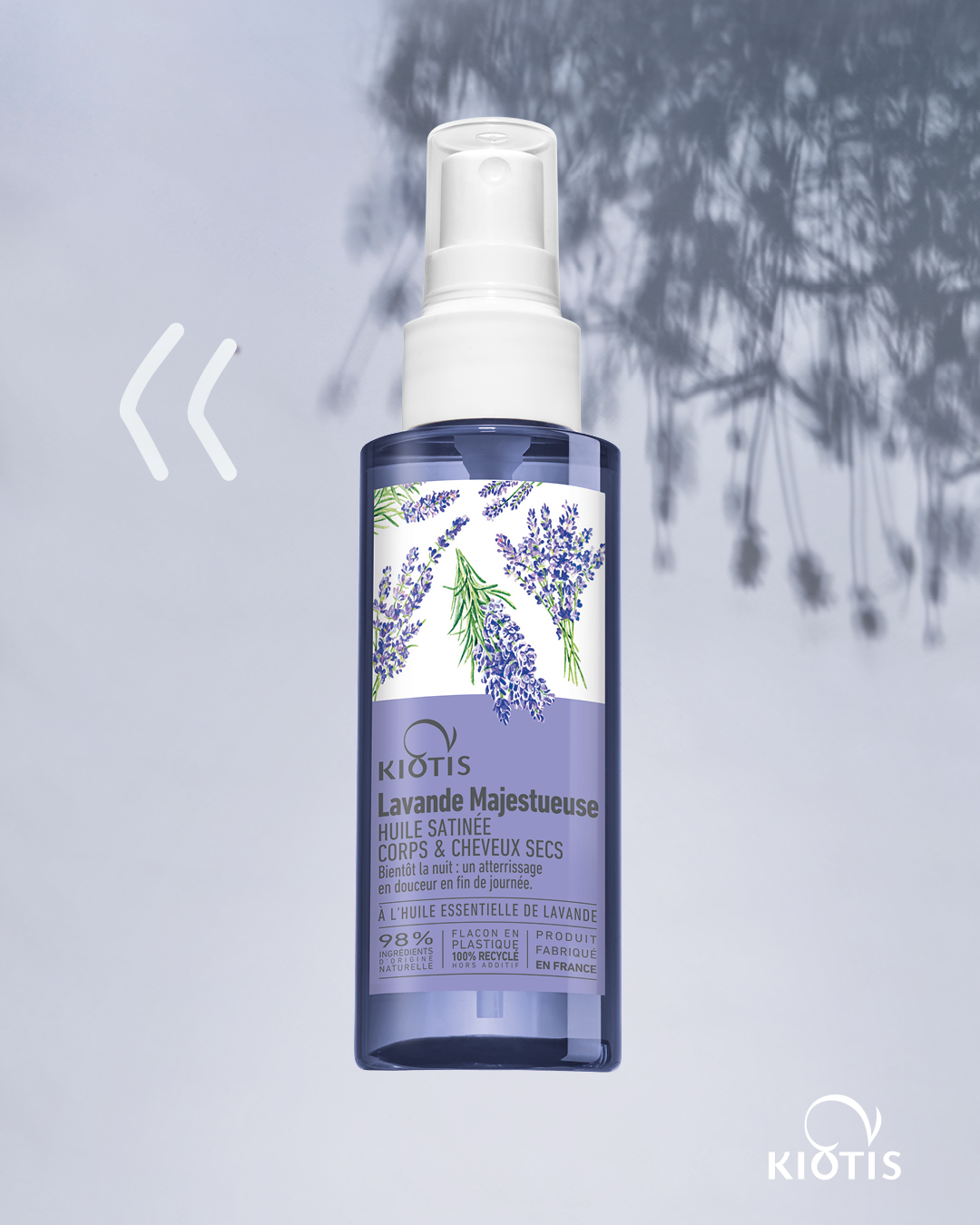 Huile Corporelle Satinée KIOTIS Lavande Bergamote - 98 Ml - Vaporisateur Naturel