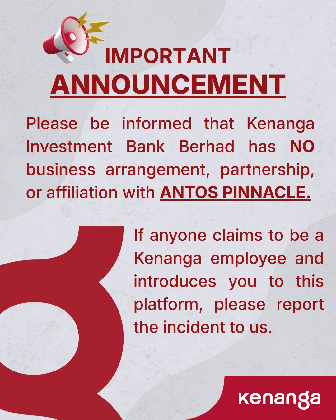 Kenanga - Please be informed that Kenanga Investment Bank Berhad has NO ...