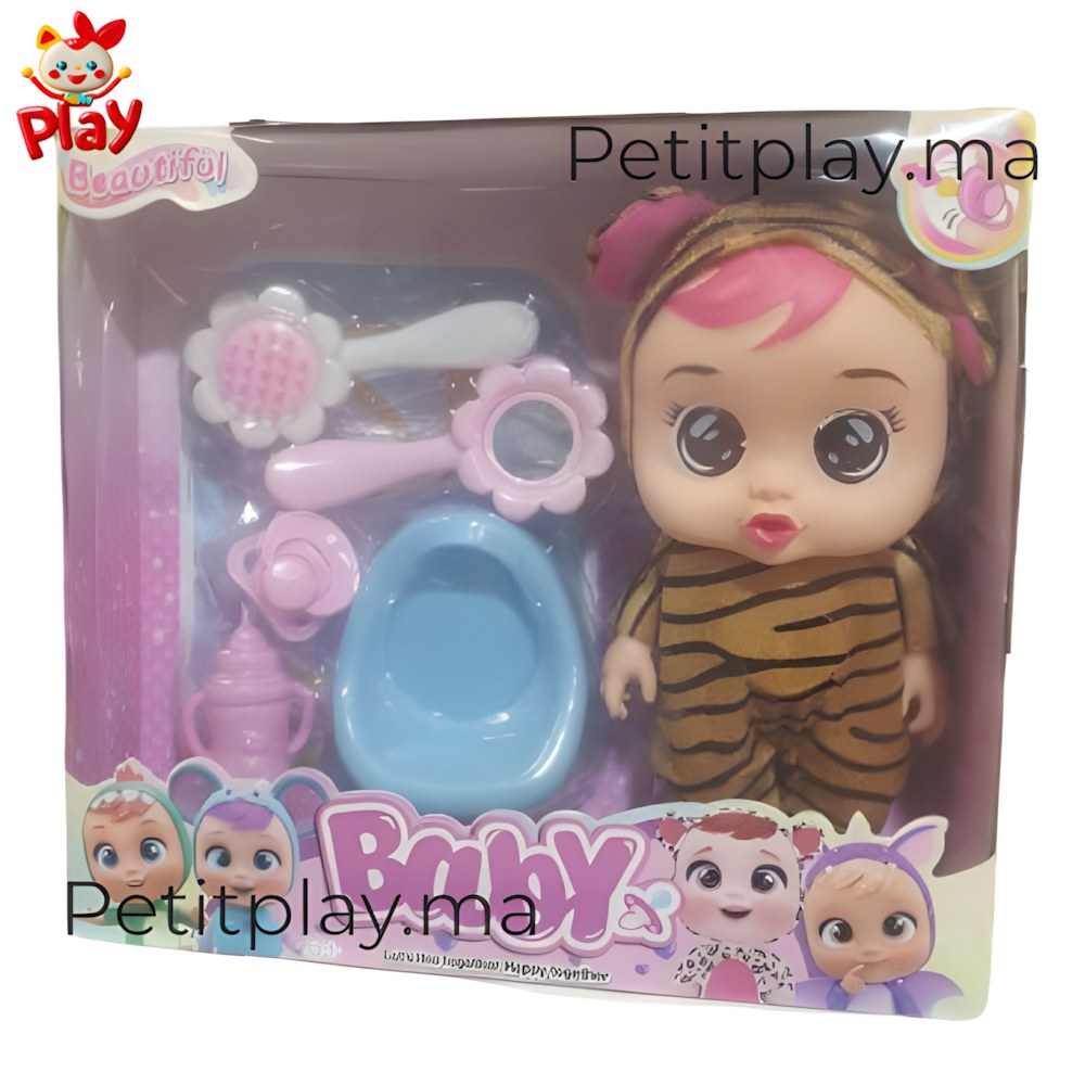 Coffret De Bain Poupon 24 Pièces – Poupée Bébé Avec Baignoire, Tenues, Biberons Et Accessoires – Jeu D'imitation Pour Filles Et Garçons 2-4 Ans
