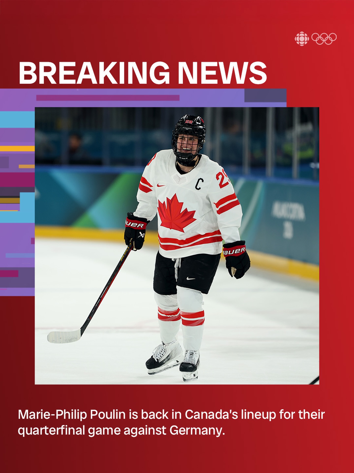 CBC Olympics - Canada’s captain is back!! @pou29 will... | Facebook