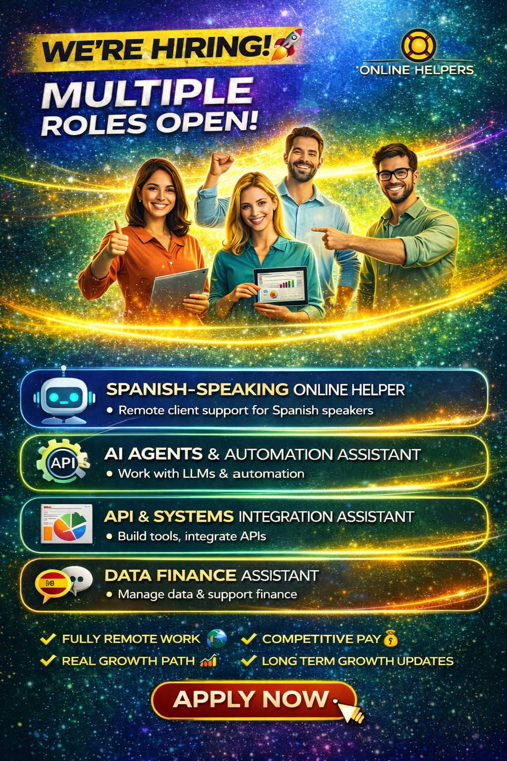 Online helpers - 🚀🔥 WE’RE HIRING — MULTIPLE ROLES OPEN! 🔥🚀... | Facebook