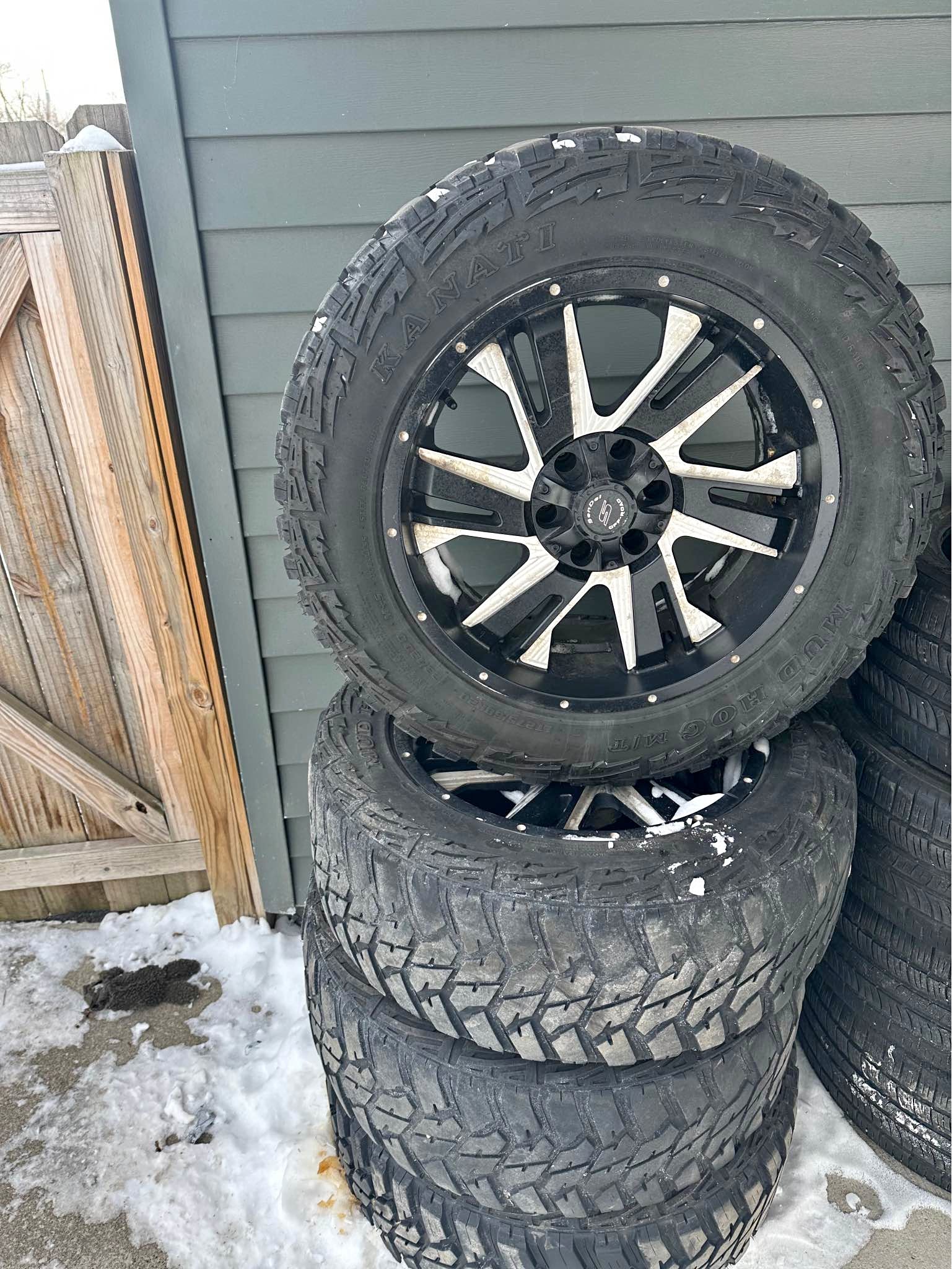 Sendel 20 inch Rims 6x5.5 lug pattern with Kanati Mudhog 275/65/20 ...
