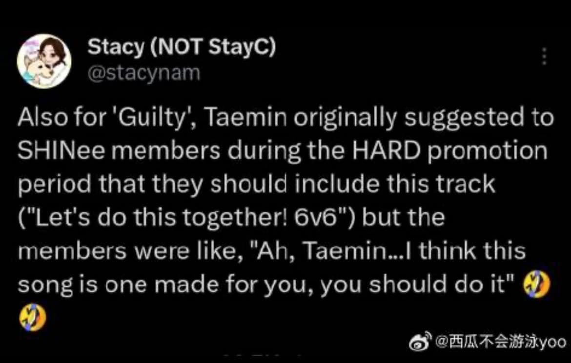 閃耀的SHINee - #SHINee 對於《Guilty》，泰民最初在 HARD 選歌期間向 SHINee...