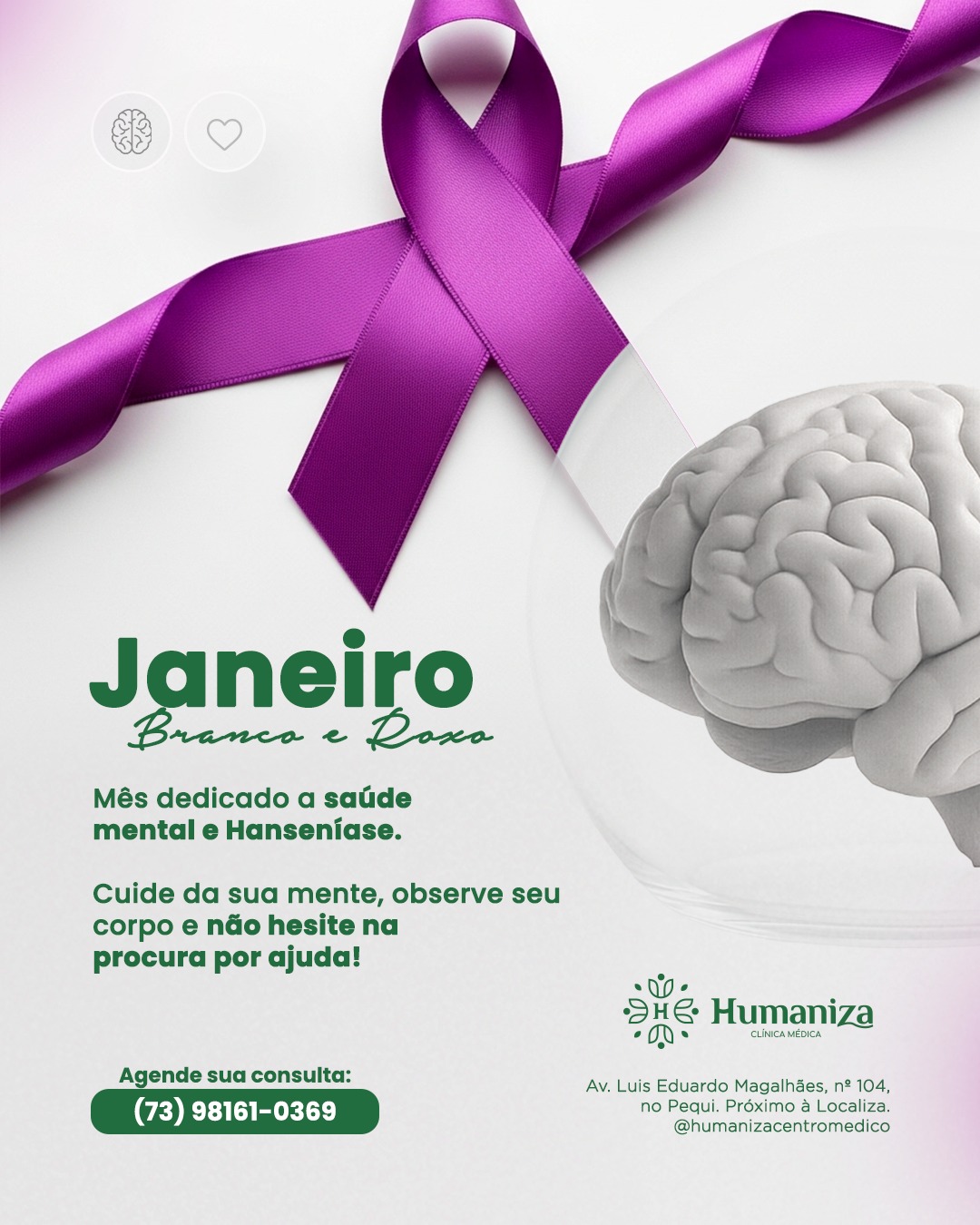 Humaniza - Janeiro é tempo de cuidado e consciência! 💭 Janeiro Branco ...