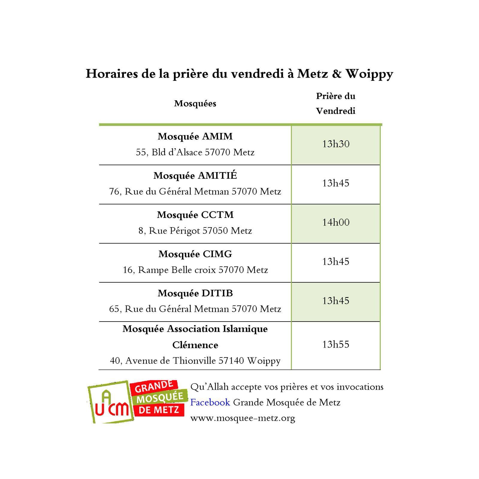 Les Horaires De La Priere A Metz