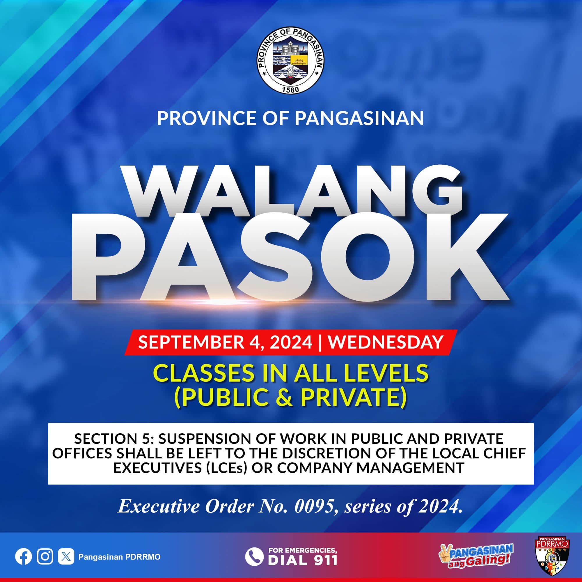 DECLARATION OF SUSPENSION OF CLASSES... - Pangasinan PDRRMO | Facebook