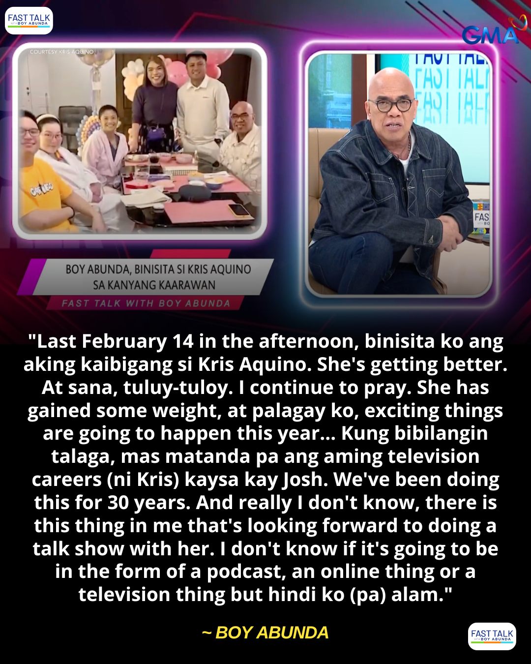 Fast - Boy Abunda, looking forward na muling makatrabaho si #KrisAquino ...