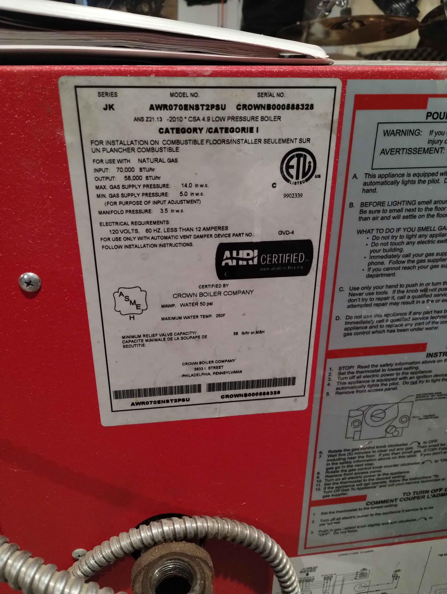Natural gas boiler. - Small Kitchen Appliances - Oxford, Wisconsin ...