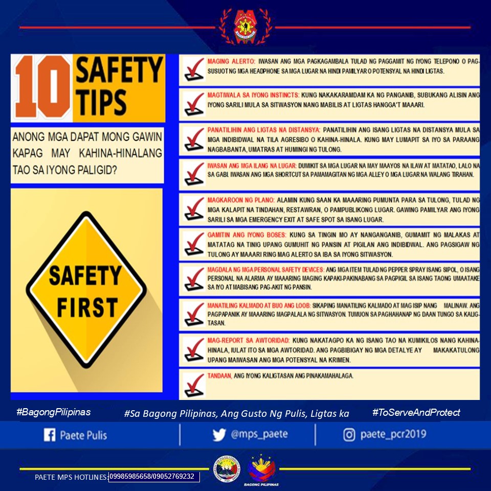 10 Safety Tips #ToServeandProtect... - Paete Pulis - Page | Facebook