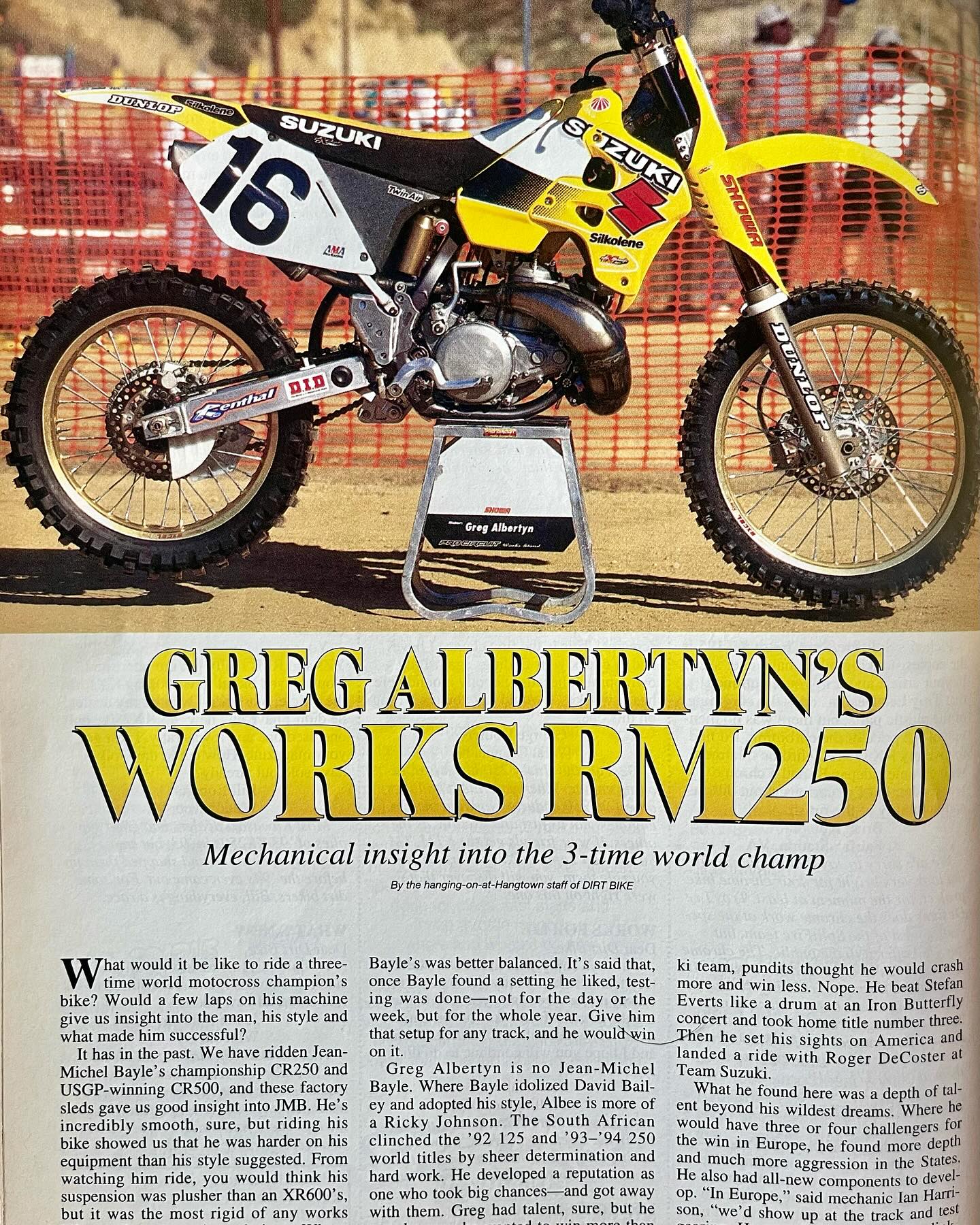 嶺々稲荷 雅楽ページ 1996 factory Suzuki RM250 two-stroke test