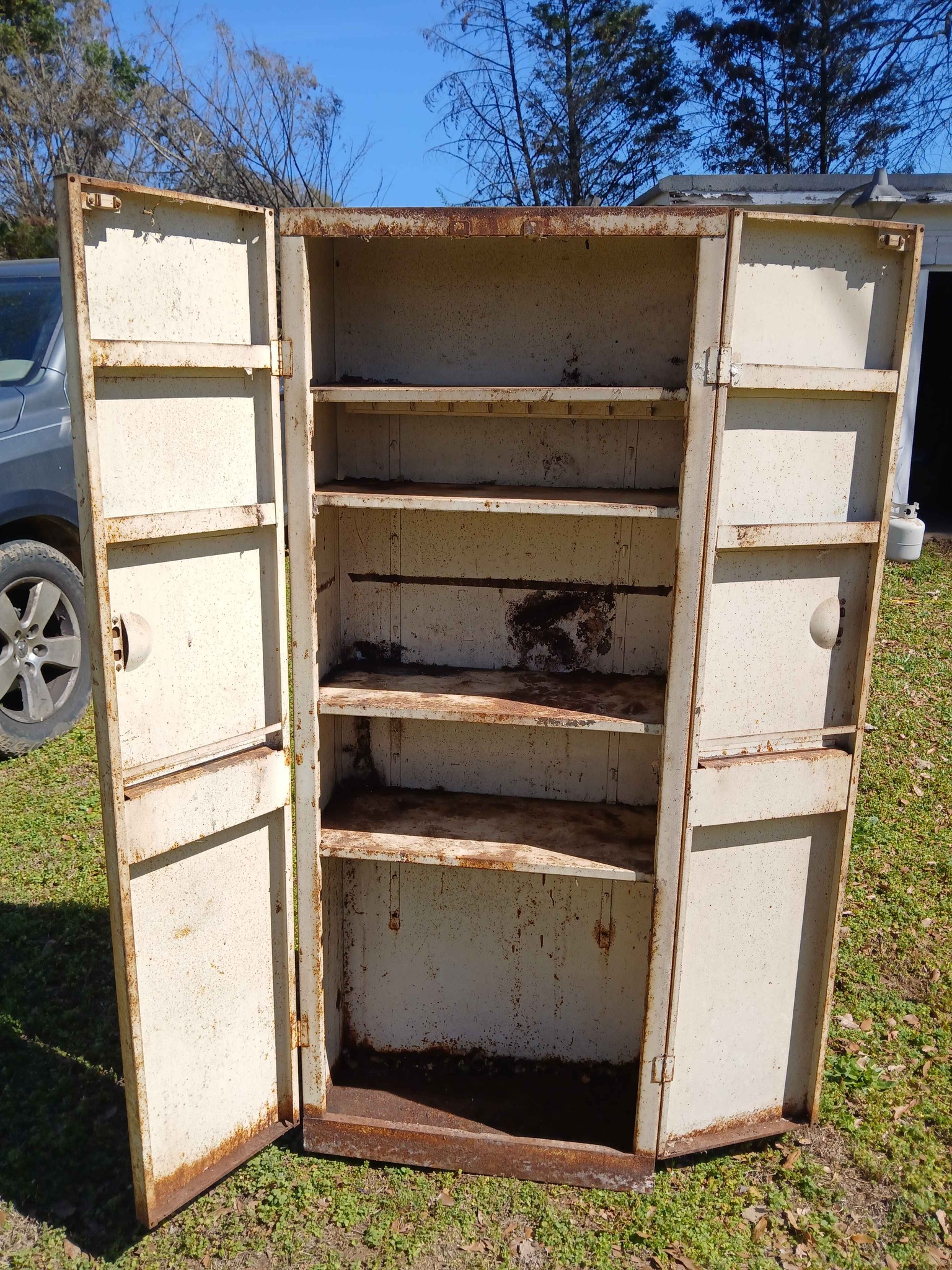 Vintage Metal Storage Cabinet Rusty bottom - Storage & Filing Cabinets ...
