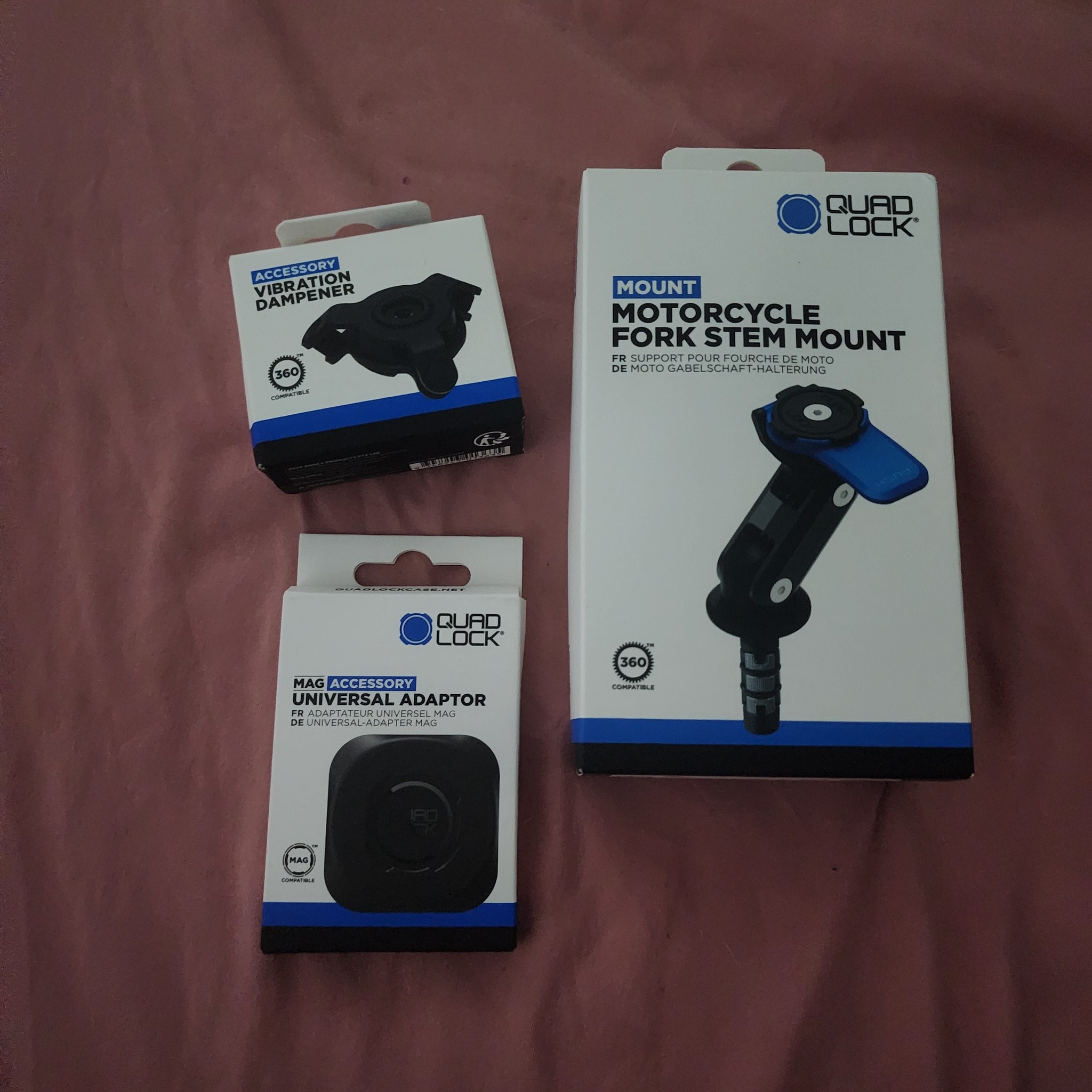 Selling my spare Quad Lock Includes: Fork Stem Mount Vibration