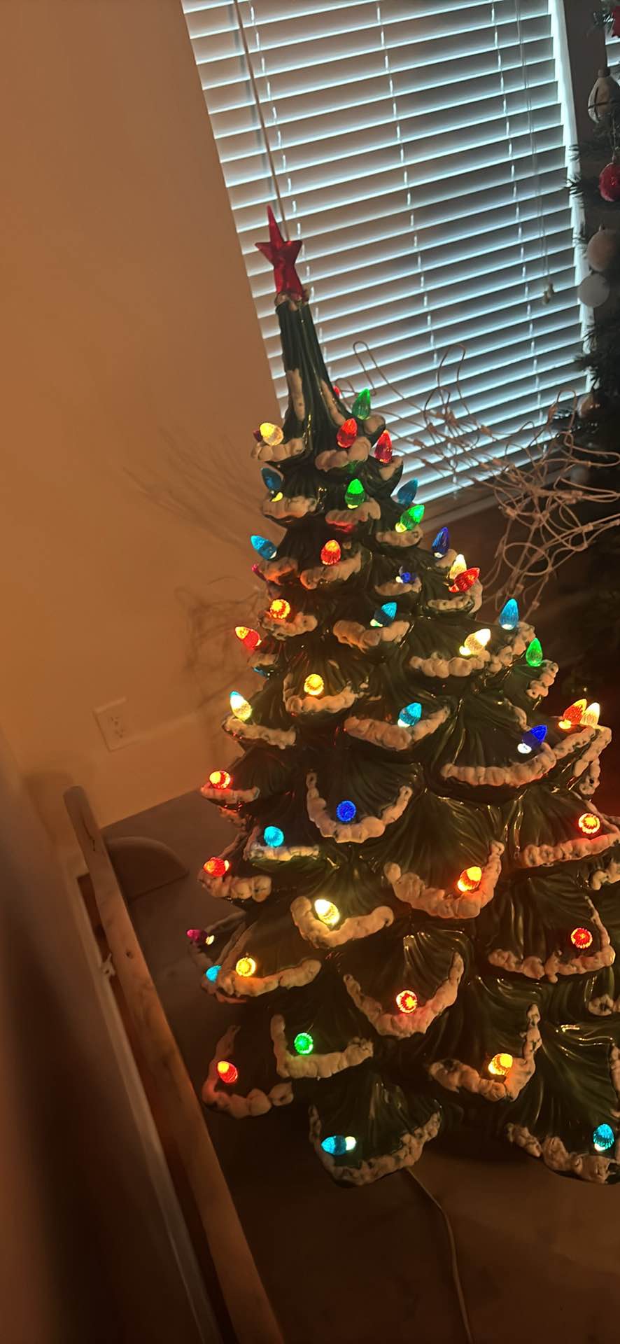 Rare vintage 27 inch green flocked ceramic Christmas tree - Christmas ...