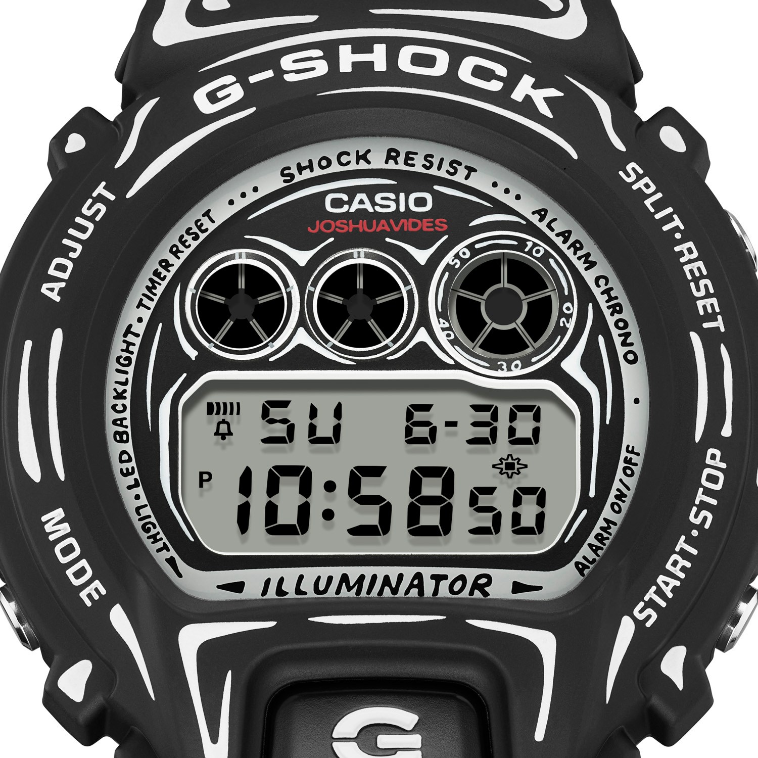 DW-6900JV-1 The black-based DW-6900 features white graphics and a