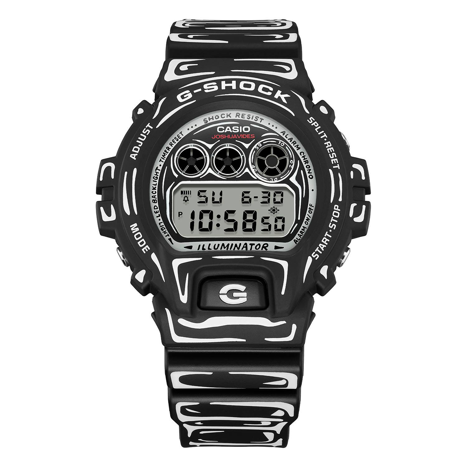 DW-6900JV-1 The black-based DW-6900 features white graphics and a 