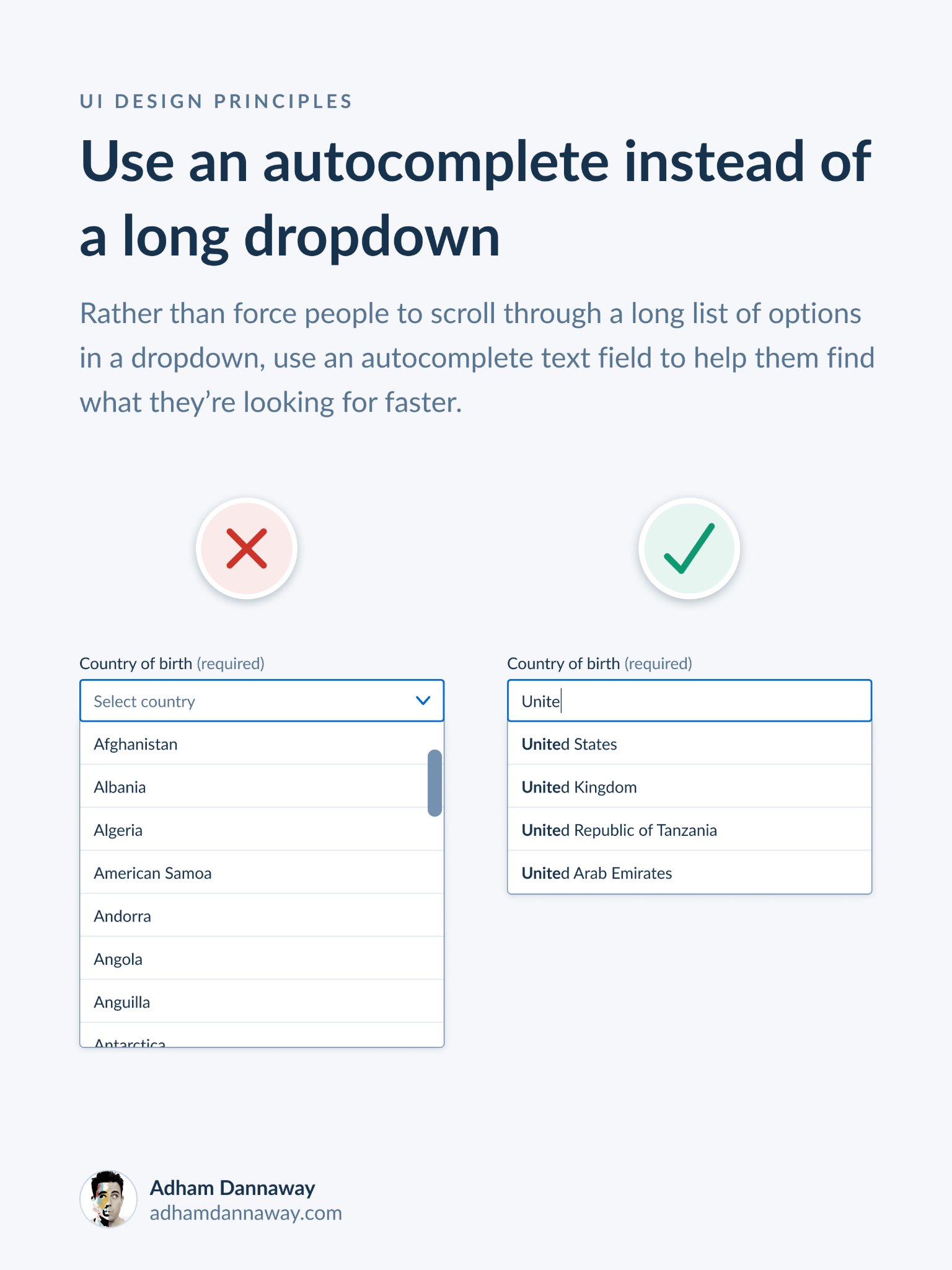 Adham Dannaway - ⚡️ UI design tip - Use an autocomplete... | Facebook