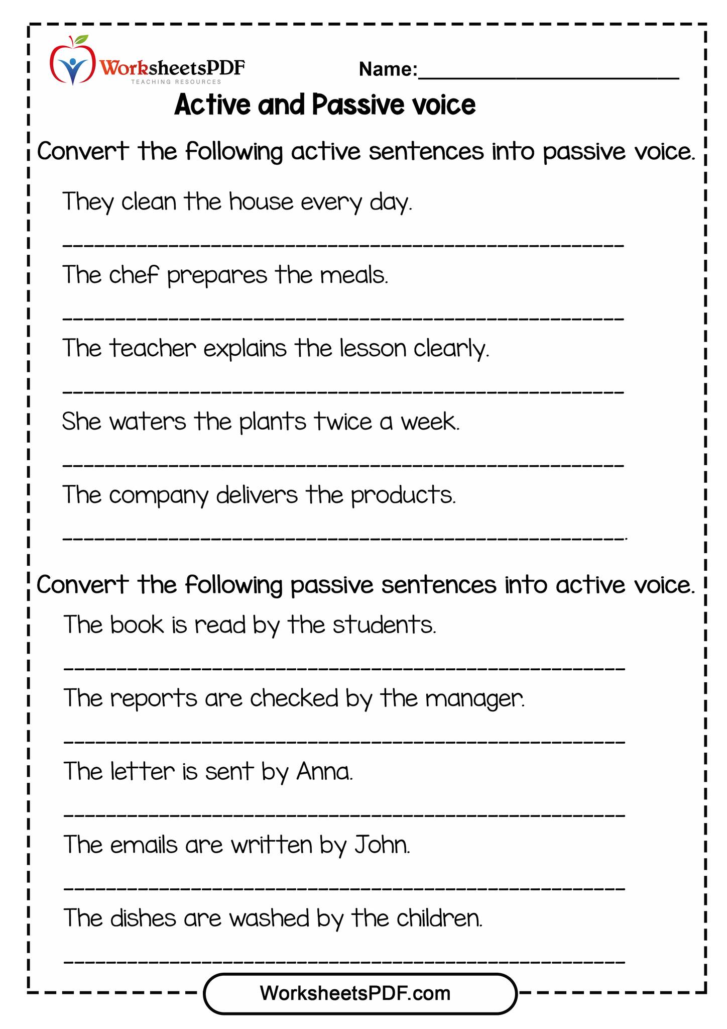 Worksheets PDF - Free Active and Passive voice... | Facebook