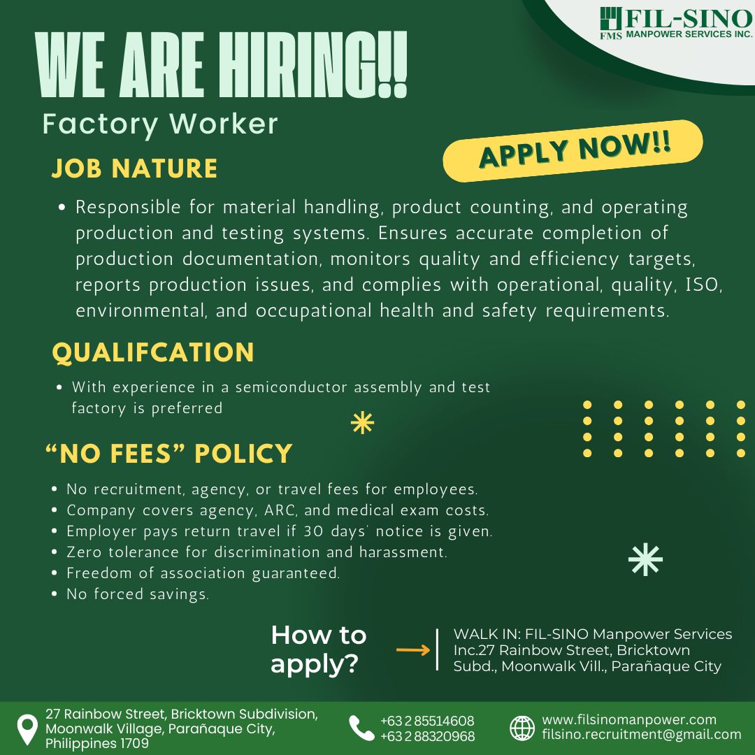 CONTINUOUS HIRING!!... - Fil-Sino Manpower Services Inc. | Facebook