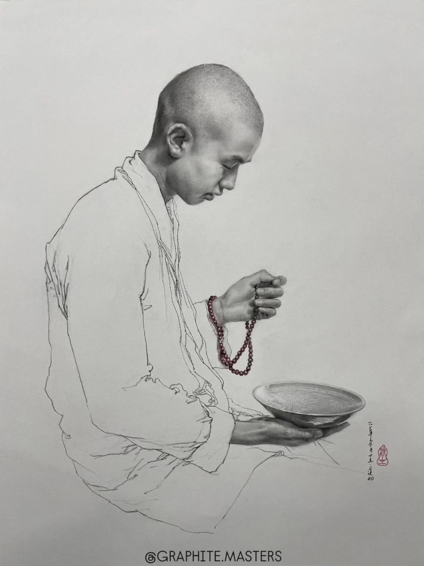 Graphite - Graphite figurative drawing by artist Teacher Tong (Douyin ...