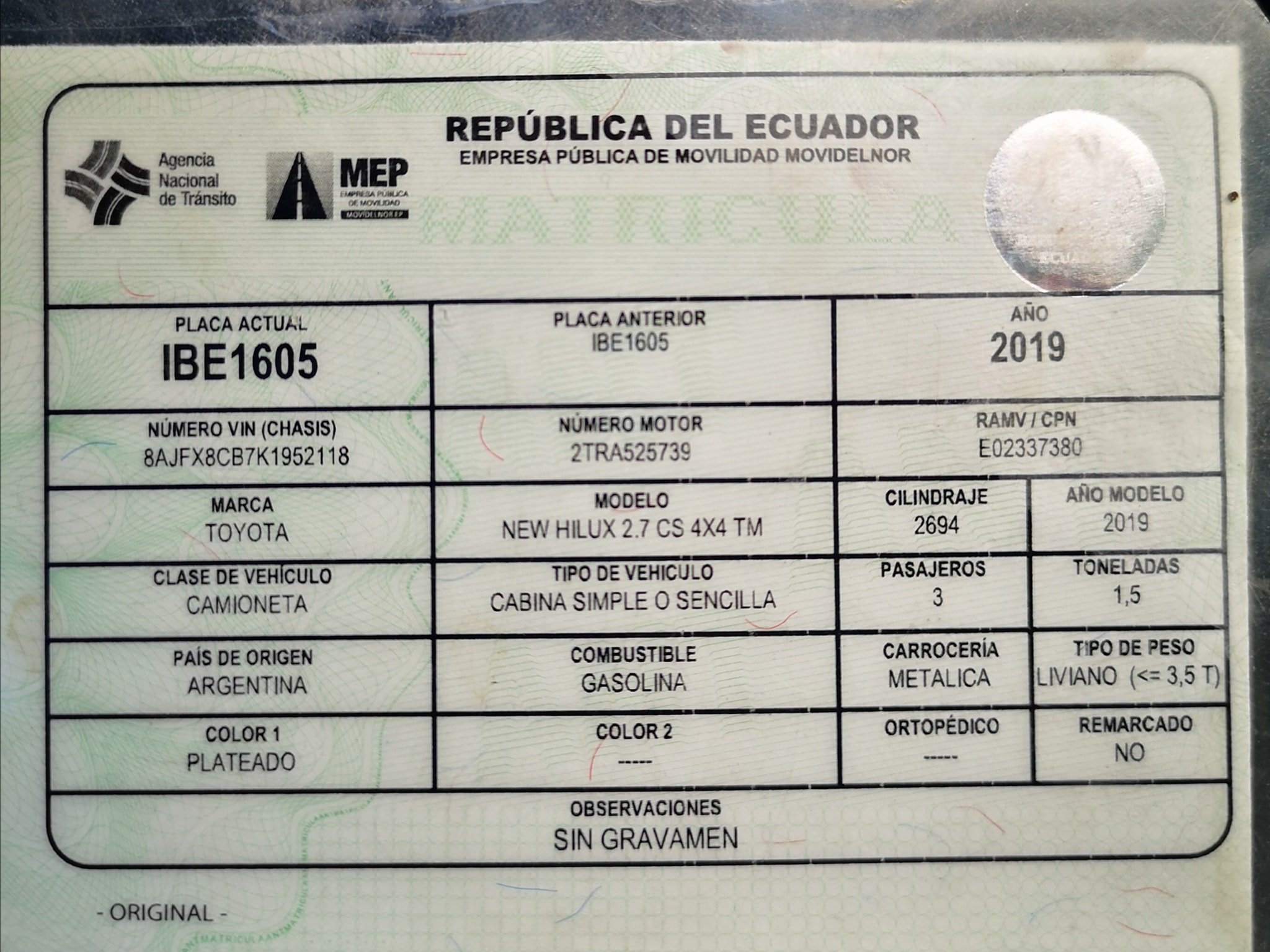 Carchi al Día - Se encontró esta #matrícula de vehículo...