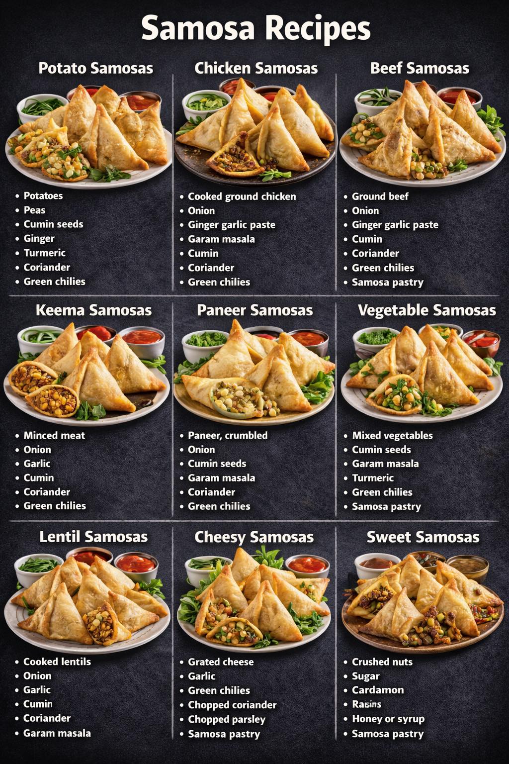 Our - 🥔 1. Potato Samosa (Classic Aloo Samosa) Ingredients (12 samosas ...