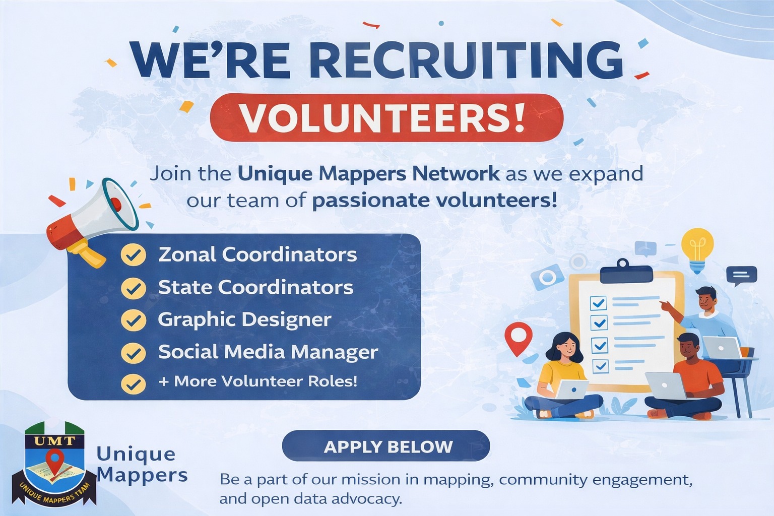 Unique - We’re recruiting volunteers! As we expand our activities in ...